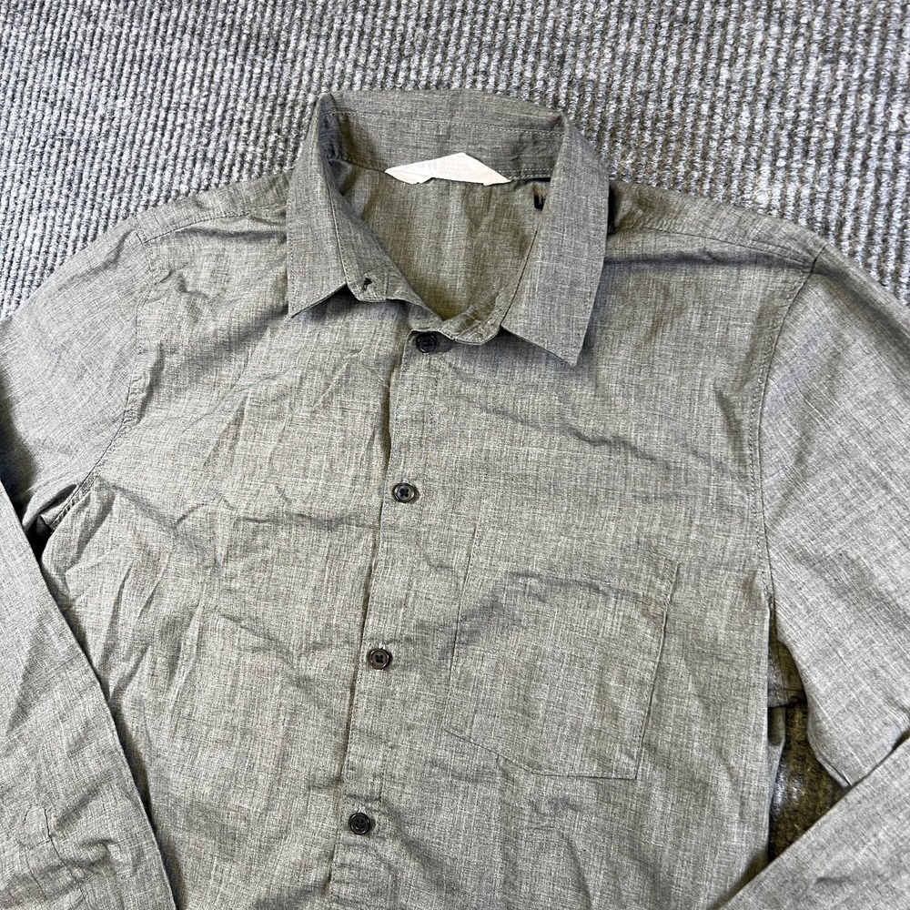 H&M Button Front Shirt Boys US18 Gray Long Sleeve 65% Polyester 35% Cotton